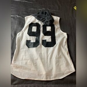 Vintage Guess 99 Hooded Shirt Top White Black Large